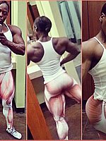 super hot ebony female bodybuilder mistress treasure in ripped contest shape
